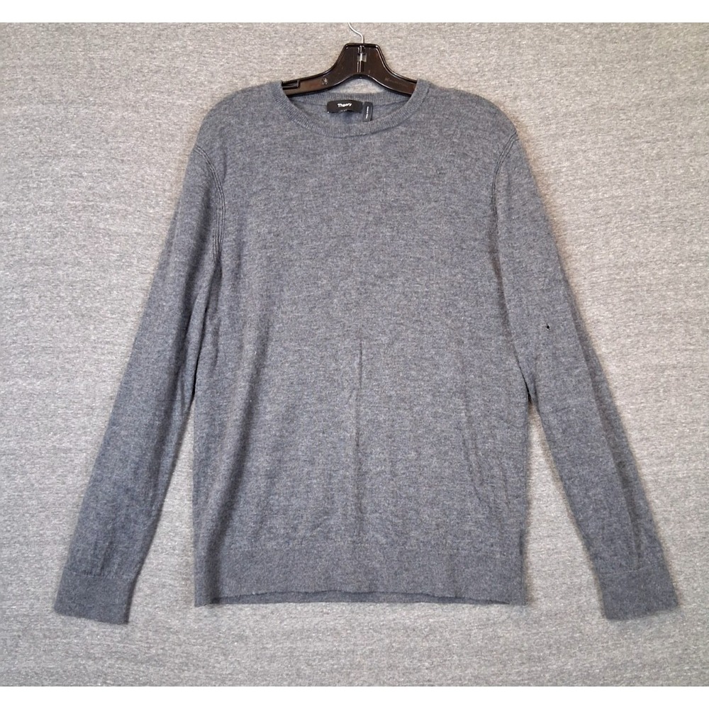 Theory Womens Sweater L Gray 100% Cashmere Capsule Minimalist Elevated Quiet Lux